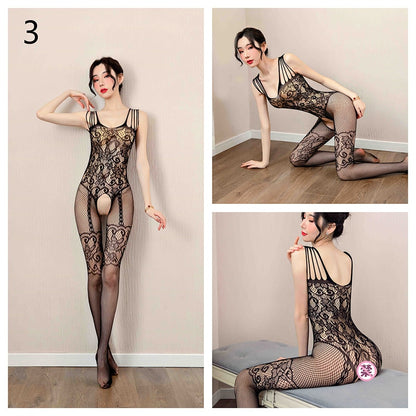 Sexy Lingerie Mesh Bodysuits Pornographic Movies Xxx Fishnet Crotchless Catsuit Babydoll Stockings Uniform Teddies Underwear Set