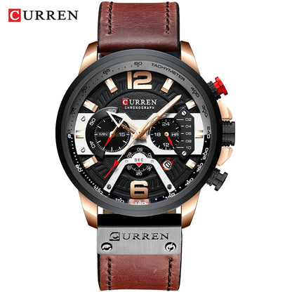 CURREN Casual Sport Watches for Men Top, Brand Luxury ,Military, Leather Wrist Watch, Man, Clock Fashion ,Chronograph, Wristwatch