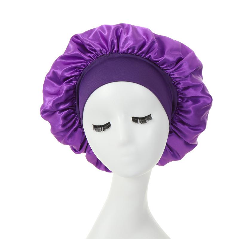 Women Night Sleep Hair Caps Silky Bonnet Satin Double Layer Adjust Head Cover Hat For Curly Springy Hair Styling Accessories