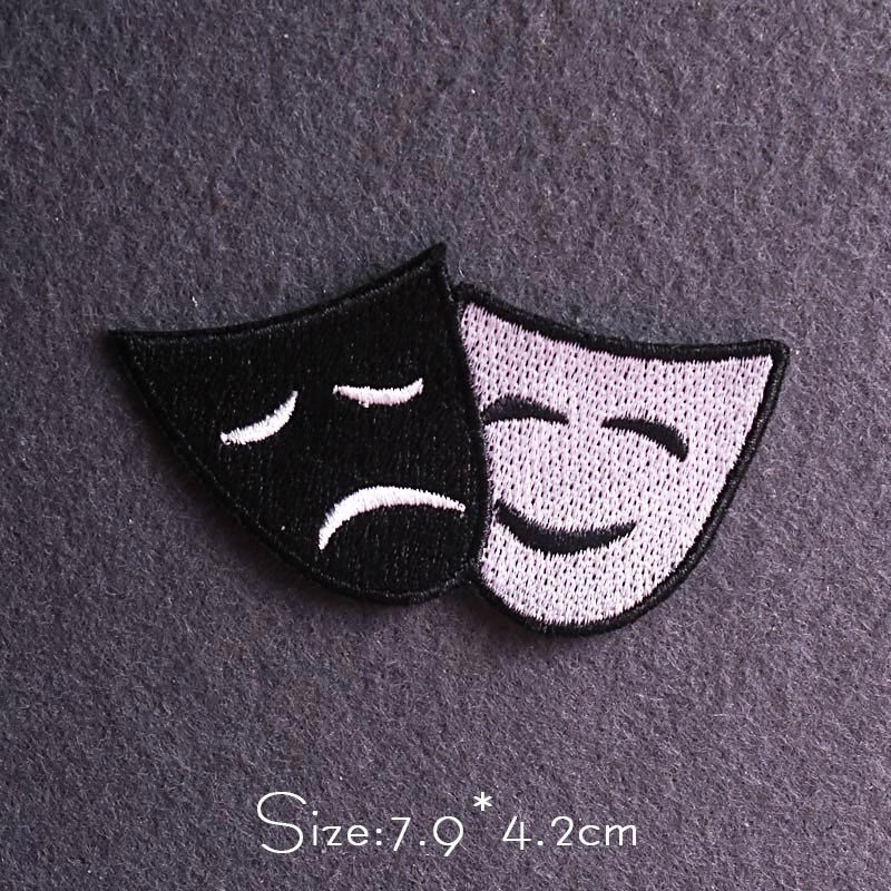 Skull Punk Patch Embroidered Patch For Clothing Sewing Applique Iron On Patches For Clothes Skeleton Binoculars Patches Stripe