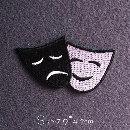 Skull Punk Patch Embroidered Patch For Clothing Sewing Applique Iron On Patches For Clothes Skeleton Binoculars Patches Stripe