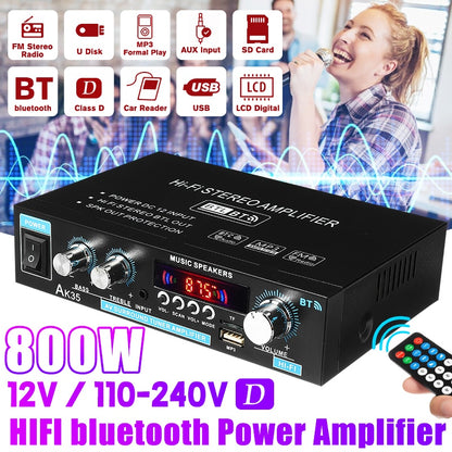 600w 800W Home Amplifier HIFI USB FM Radio Car Audio Bluetooth Amplifiers Subwoofer Theater Sound System With Remote Control