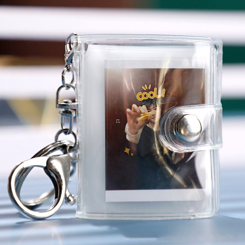 16 Mini Small Photo Album Keyring 1 2 Inch ID Instant Pictures Interstitial Storage Card Book Keychain Lover Time Memory Gift