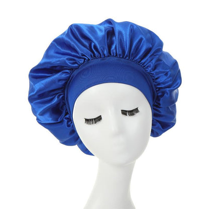 Women Night Sleep Hair Caps Silky Bonnet Satin Double Layer Adjust Head Cover Hat For Curly Springy Hair Styling Accessories