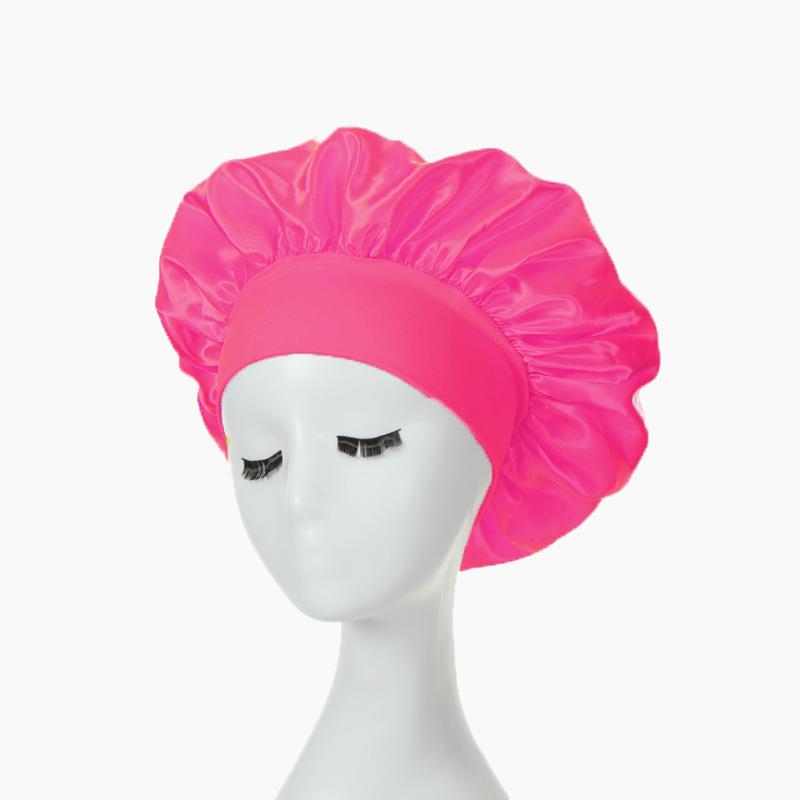 Women Night Sleep Hair Caps Silky Bonnet Satin Double Layer Adjust Head Cover Hat For Curly Springy Hair Styling Accessories