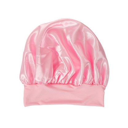 Women Night Sleep Hair Caps Silky Bonnet Satin Double Layer Adjust Head Cover Hat For Curly Springy Hair Styling Accessories