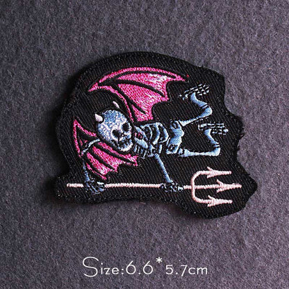 Skull Punk Patch Embroidered Patch For Clothing Sewing Applique Iron On Patches For Clothes Skeleton Binoculars Patches Stripe