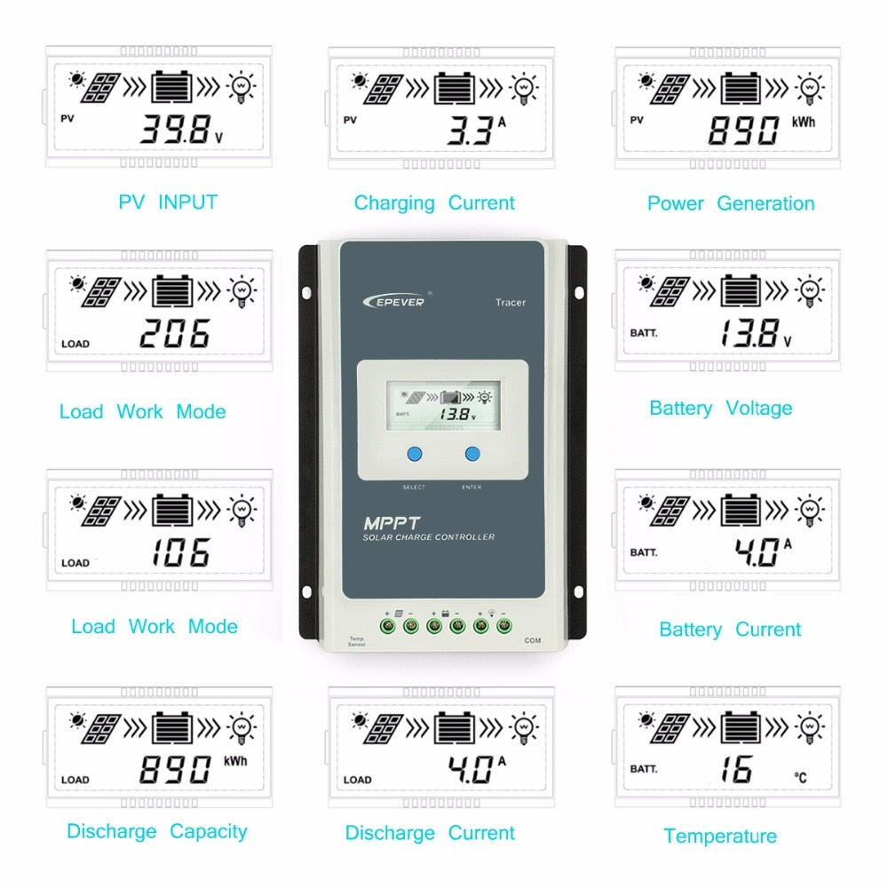 20A 30A 40A EP Solar MPPT Solar Charge Regulator 12V 24V LCD Display Wifi App EPEVER TRACER Charge Controller 2210AN 3210AN