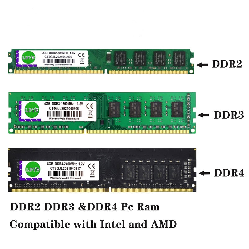 PC Memory RAM Memoria Module Computer Desktop 1GB 2GB PC2 DDR2  667 800 1333 1600MHZ UDIMM PC3 12800U 4GB DDR3 8GB RAM