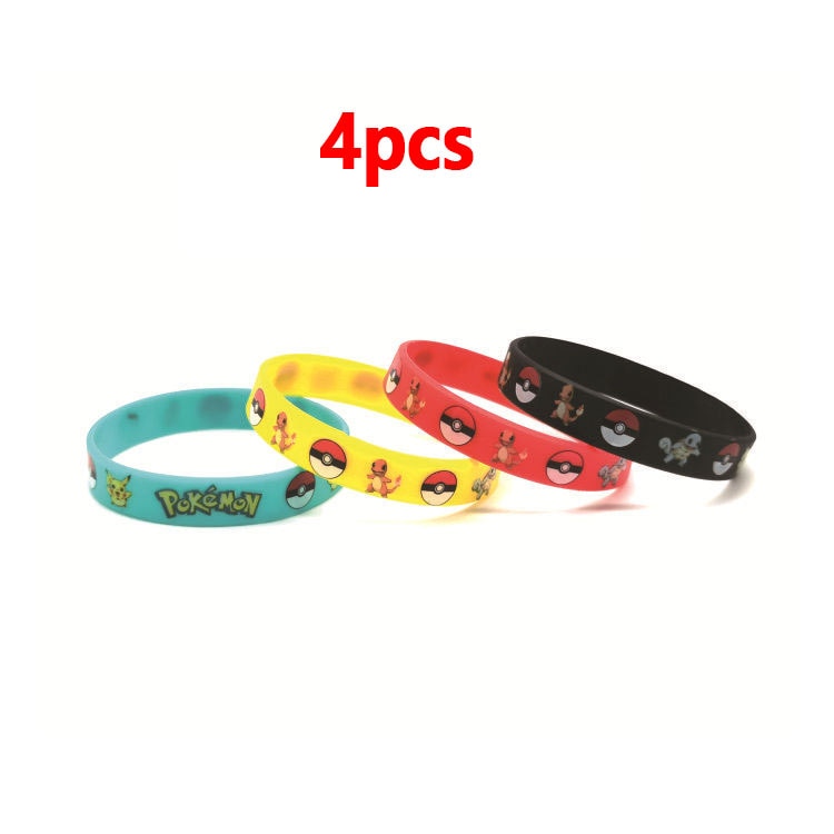 4-12pcs Pokemon Bracelet Anime Pocket Elf Pikachu Children Cartoon Silicone Wristband Bracelets Party Gifts Cosplay Accessoires