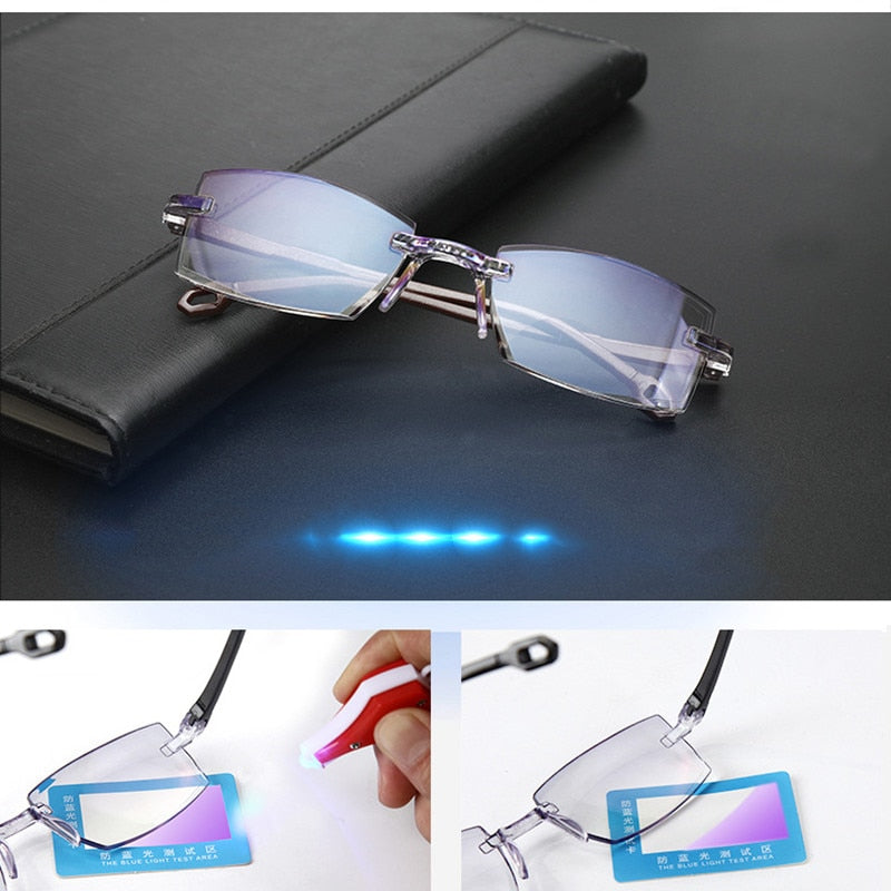 Rimless Reading Glasses Anti Blue Light