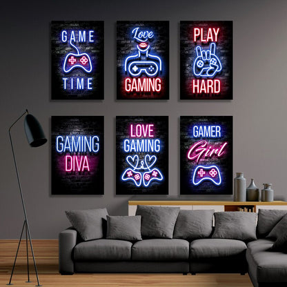 Nordic Gaming Gamer Quotes Art Posters and Prints Canvas Painting Wall Pictures for Boys Game Room Decor Home Decor (Not Neon)