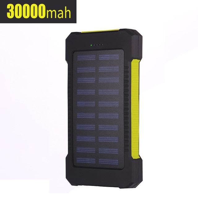 30000mah Solar Charger Portable LED Outdoor Power Bank with Charging Cable for Fast Charging External Battery for Android Iphone