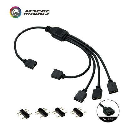 Motherboard RGB SYNC Splitter, 12V 4Pin RGB / 5V 3Pin ARGB SYNC HUB Transfer Extension Cable For M/B ASUS GIGABYTE MSI