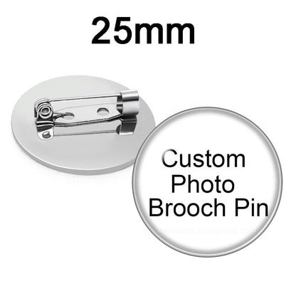 Personalized Photo Custom pictures Brooches Men Women Glass Cabochon Silver plated Backpack Lapel Pin Button Badges Brooch Gift