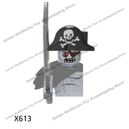 PG8048 X0160 movies Pirates the Caribbean Jack Sparrow ghost captain Mini Action toy Figures Assembly Toys kids Birthday Gifts