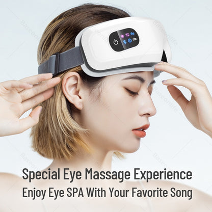 Eye Massager Heating Eyes Mask With Music Airbag Massage For Migraines, Dry Eye, Eye Strain, Dark Circles Relief Improve Sleep