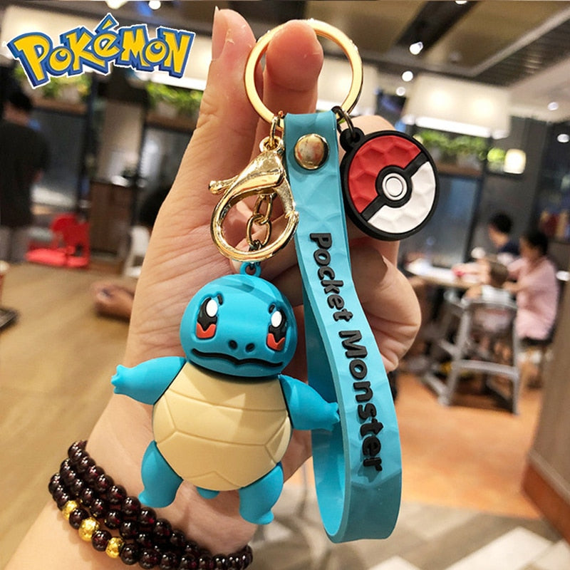 Genuine Pikachu Creative Anime Cartoon Doll Keychain Pokemon Cartoon Doll Keyring Bag Car Key Chain Ring Pendant Kids Gifts.