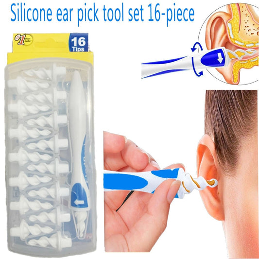 Ear Cleaner 16 Replacement Tips Earpick Easy Ear Wax Remover Spiral Earwax Cleaner Health Ear Cleaner Hearing Aid Ear Care Tools