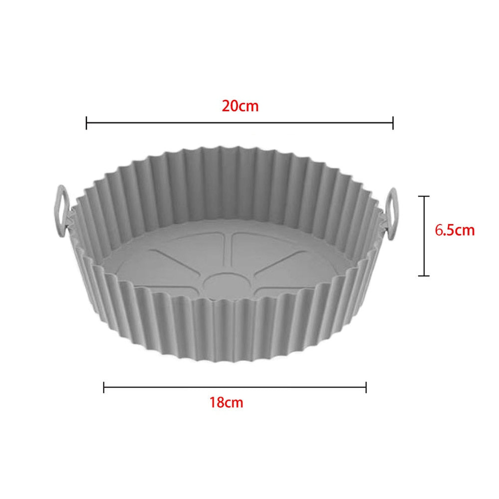 OIMG Air Fryers Oven Baking Tray Fried Chicken Basket Mat AirFryer Silicone Pot Round Replacemen Grill Pan Kitchen Accessories