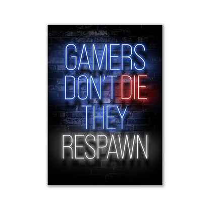 Nordic Gaming Gamer Quotes Art Posters and Prints Canvas Painting Wall Pictures for Boys Game Room Decor Home Decor (Not Neon)