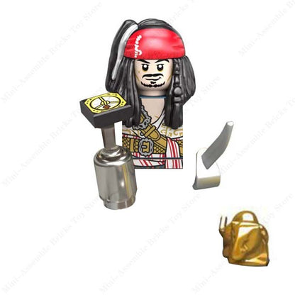 PG8048 X0160 movies Pirates the Caribbean Jack Sparrow ghost captain Mini Action toy Figures Assembly Toys kids Birthday Gifts