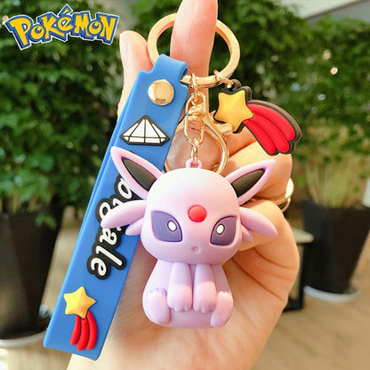 Genuine Pikachu Creative Anime Cartoon Doll Keychain Pokemon Cartoon Doll Keyring Bag Car Key Chain Ring Pendant Kids Gifts.