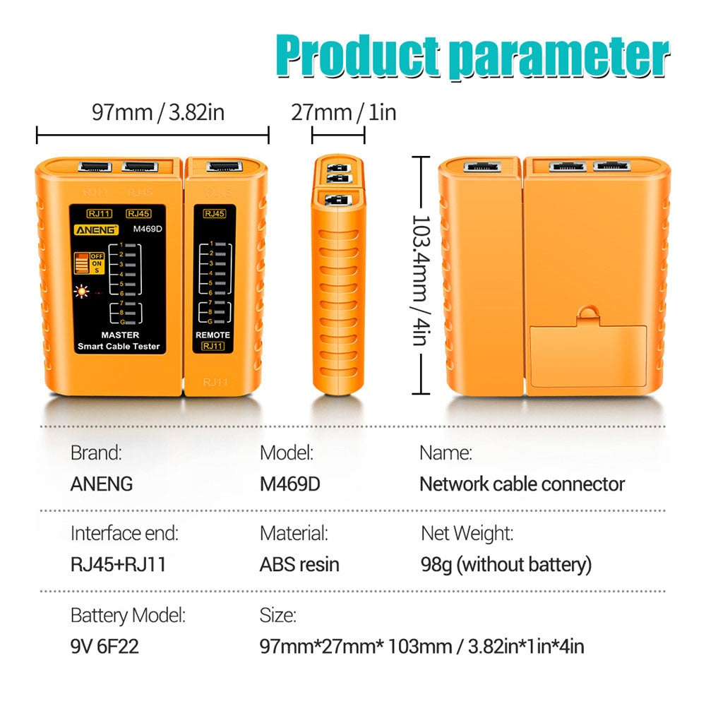 ZoeRax Network Cable Tester, RJ45 Cable Lan tester RJ45 RJ11 RJ12 CAT5 UTP LAN Cable Tester Networking Tool network Repair