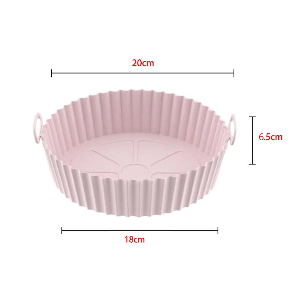 OIMG Air Fryers Oven Baking Tray Fried Chicken Basket Mat AirFryer Silicone Pot Round Replacemen Grill Pan Kitchen Accessories