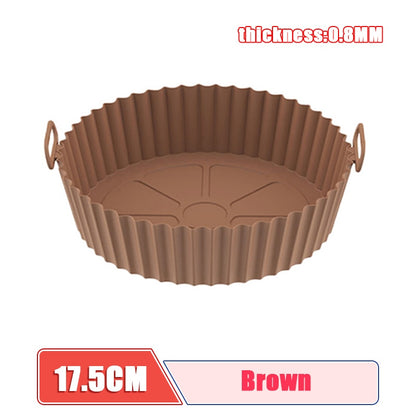 AirFryer Reusable Pot Silicone Easy To Clean Oven For Round Liner Pizza Chicken Plate Grill Nonstick Pan Mat Air Fryer Accessory