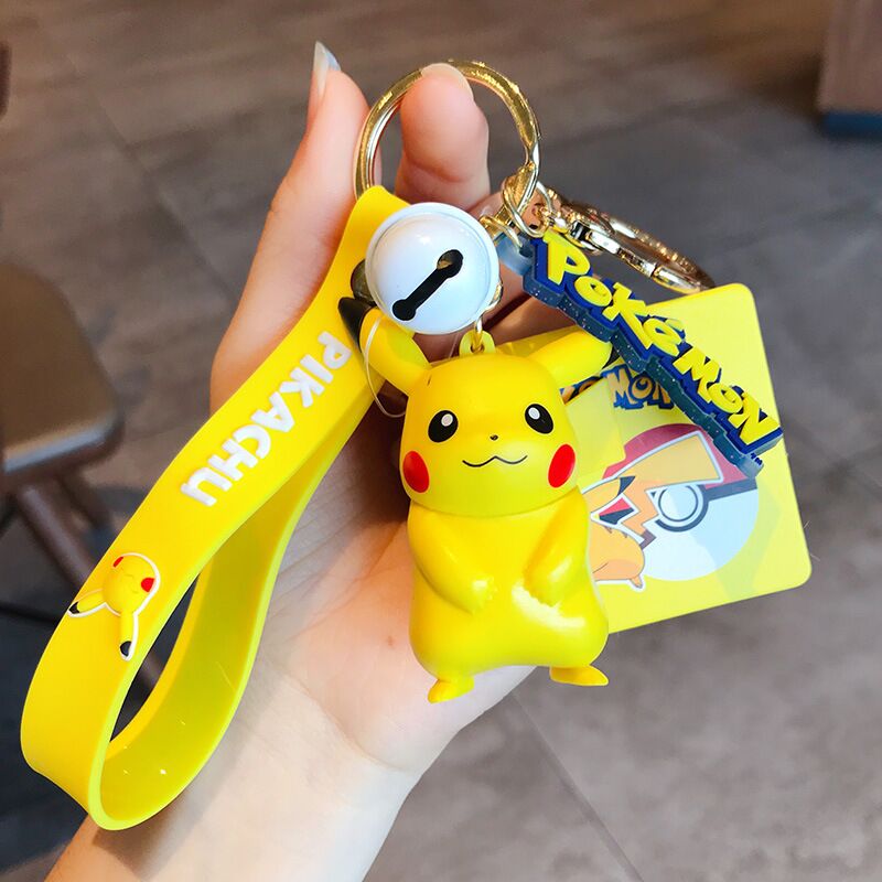 Genuine Pikachu Creative Anime Cartoon Doll Keychain Pokemon Cartoon Doll Keyring Bag Car Key Chain Ring Pendant Kids Gifts.