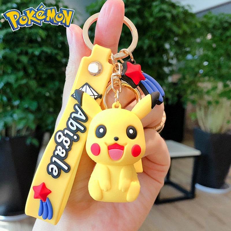 Genuine Pikachu Creative Anime Cartoon Doll Keychain Pokemon Cartoon Doll Keyring Bag Car Key Chain Ring Pendant Kids Gifts.