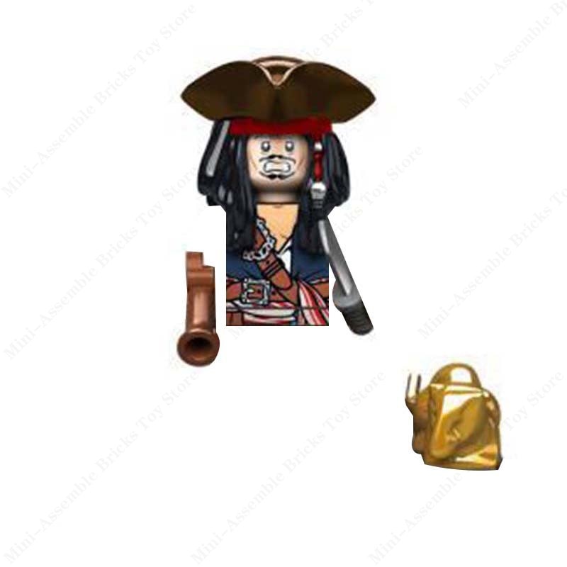 PG8048 X0160 movies Pirates the Caribbean Jack Sparrow ghost captain Mini Action toy Figures Assembly Toys kids Birthday Gifts