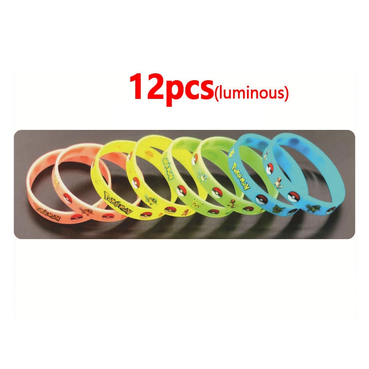 4-12pcs Pokemon Bracelet Anime Pocket Elf Pikachu Children Cartoon Silicone Wristband Bracelets Party Gifts Cosplay Accessoires