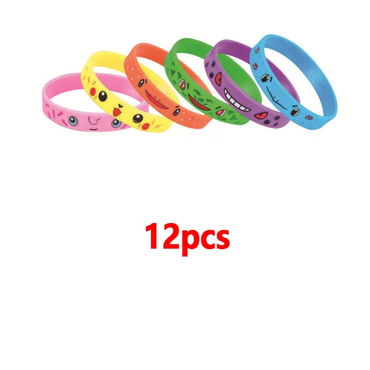 4-12pcs Pokemon Bracelet Anime Pocket Elf Pikachu Children Cartoon Silicone Wristband Bracelets Party Gifts Cosplay Accessoires