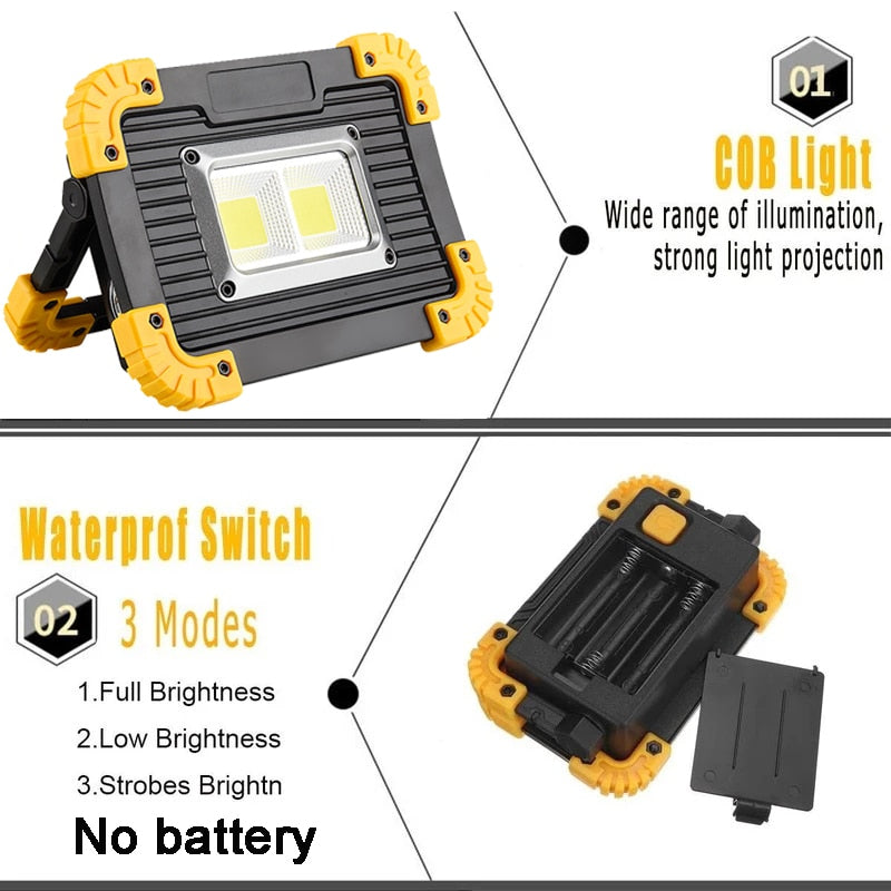 YAGOU Solar Panel Spotlight Set Portable Super Bright Saving COB LED Travel Light for Outdoor Camping Hike Fishing Solar Charger