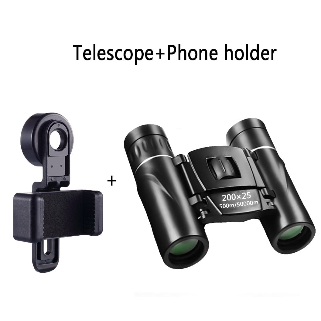 Mini Portable Zoom HD 50000m Telescope Binoculars Powerful 200x25 Folding Long Range Low Light Night Vision Professional