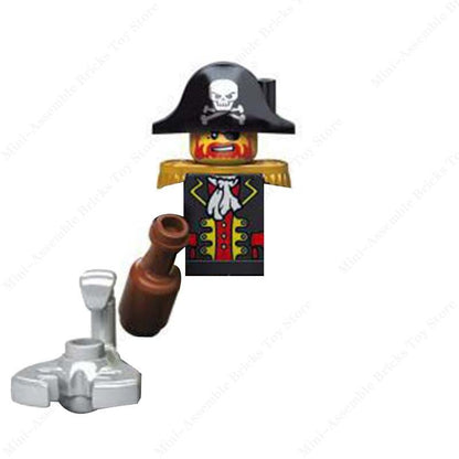 PG8048 X0160 movies Pirates the Caribbean Jack Sparrow ghost captain Mini Action toy Figures Assembly Toys kids Birthday Gifts