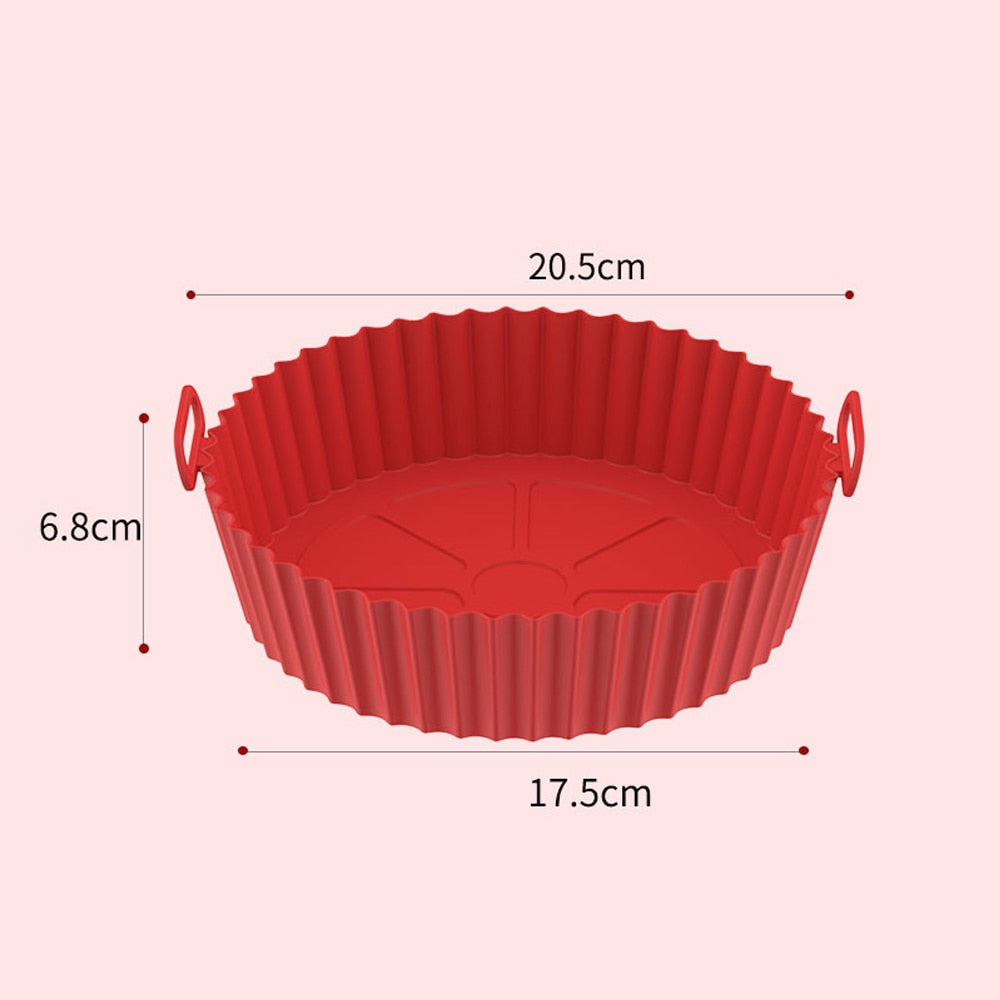 OIMG Air Fryers Oven Baking Tray Fried Chicken Basket Mat AirFryer Silicone Pot Round Replacemen Grill Pan Kitchen Accessories