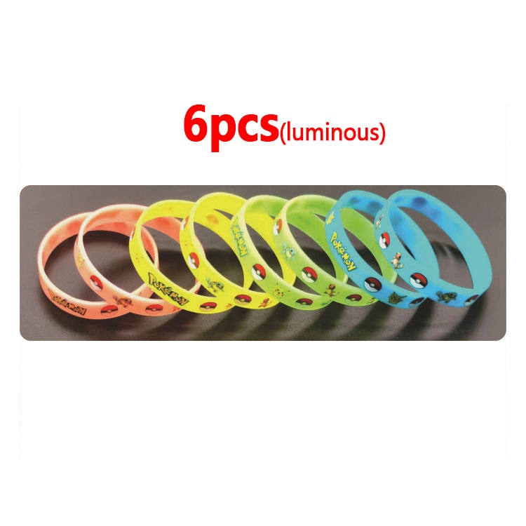 4-12pcs Pokemon Bracelet Anime Pocket Elf Pikachu Children Cartoon Silicone Wristband Bracelets Party Gifts Cosplay Accessoires