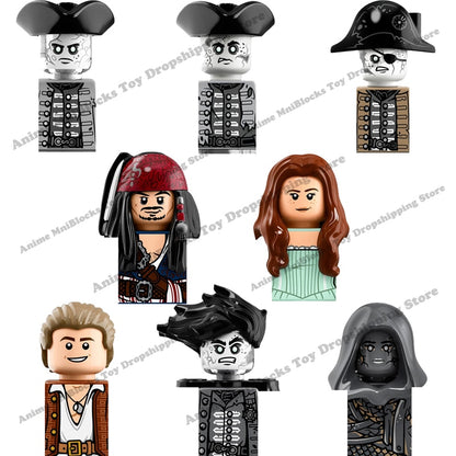 PG8048 X0160 movies Pirates the Caribbean Jack Sparrow ghost captain Mini Action toy Figures Assembly Toys kids Birthday Gifts