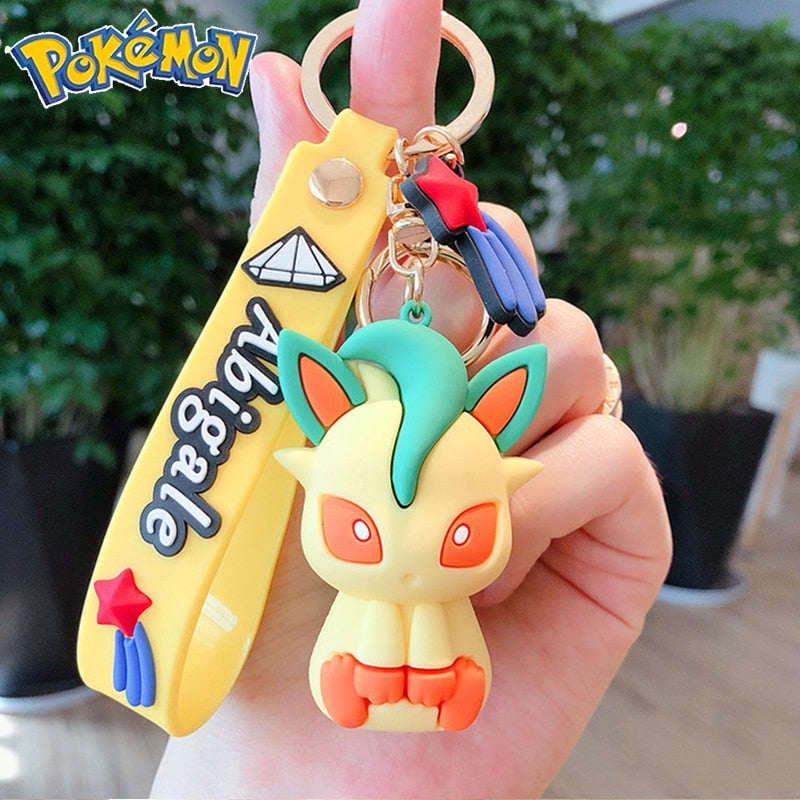 Genuine Pikachu Creative Anime Cartoon Doll Keychain Pokemon Cartoon Doll Keyring Bag Car Key Chain Ring Pendant Kids Gifts.