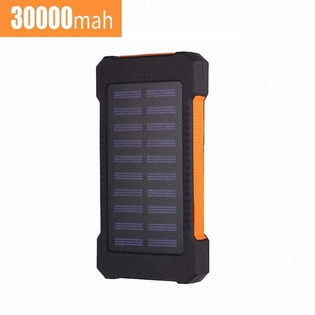 30000mah Solar Charger Portable LED Outdoor Power Bank with Charging Cable for Fast Charging External Battery for Android Iphone