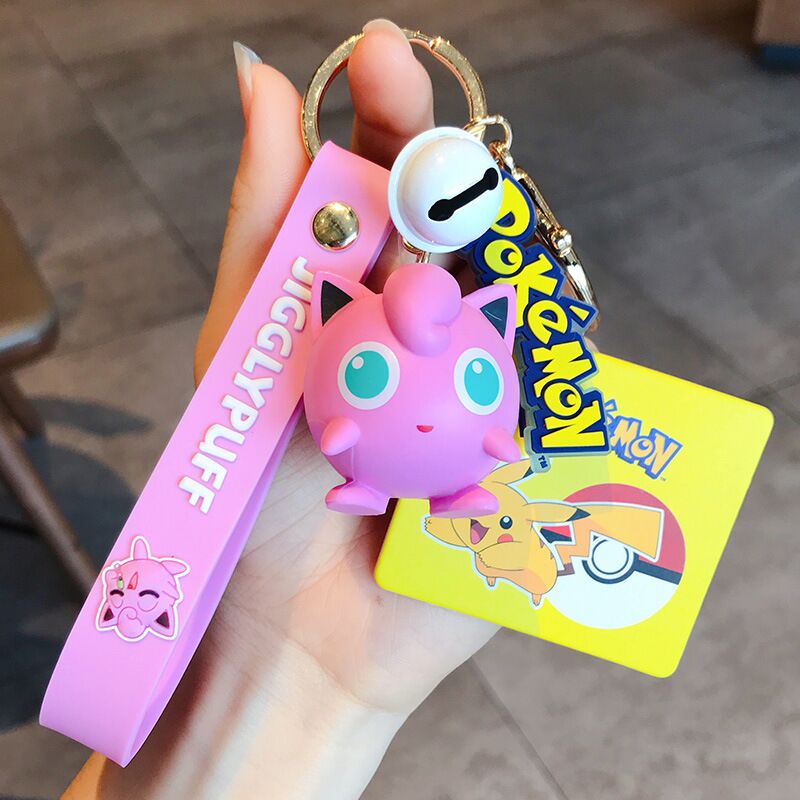 Genuine Pikachu Creative Anime Cartoon Doll Keychain Pokemon Cartoon Doll Keyring Bag Car Key Chain Ring Pendant Kids Gifts.