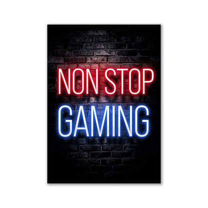 Nordic Gaming Gamer Quotes Art Posters and Prints Canvas Painting Wall Pictures for Boys Game Room Decor Home Decor (Not Neon)