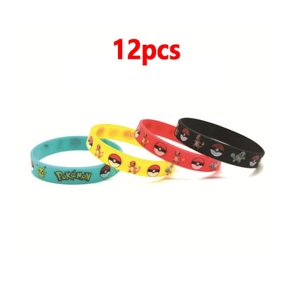 4-12pcs Pokemon Bracelet Anime Pocket Elf Pikachu Children Cartoon Silicone Wristband Bracelets Party Gifts Cosplay Accessoires