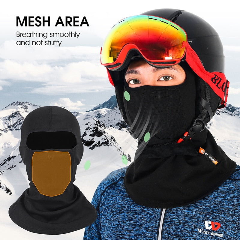 WEST BIKING Cycling Cap Winter Warm Running Scarf Balaclava Velvet Bike Full Face Cover Headwear Climbing Fishing Skating Hat