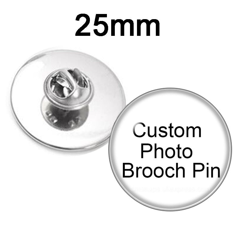 Personalized Photo Custom pictures Brooches Men Women Glass Cabochon Silver plated Backpack Lapel Pin Button Badges Brooch Gift