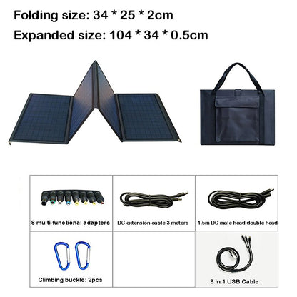 100W Solar Panel Folding Bag USB+DC Output Solar Charger Portable Foldable Solar Charging Device Outdoor Portable Power Supply