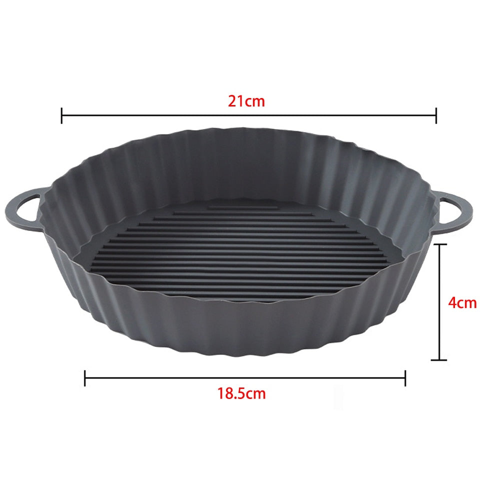 OIMG Air Fryers Oven Baking Tray Fried Chicken Basket Mat AirFryer Silicone Pot Round Replacemen Grill Pan Kitchen Accessories